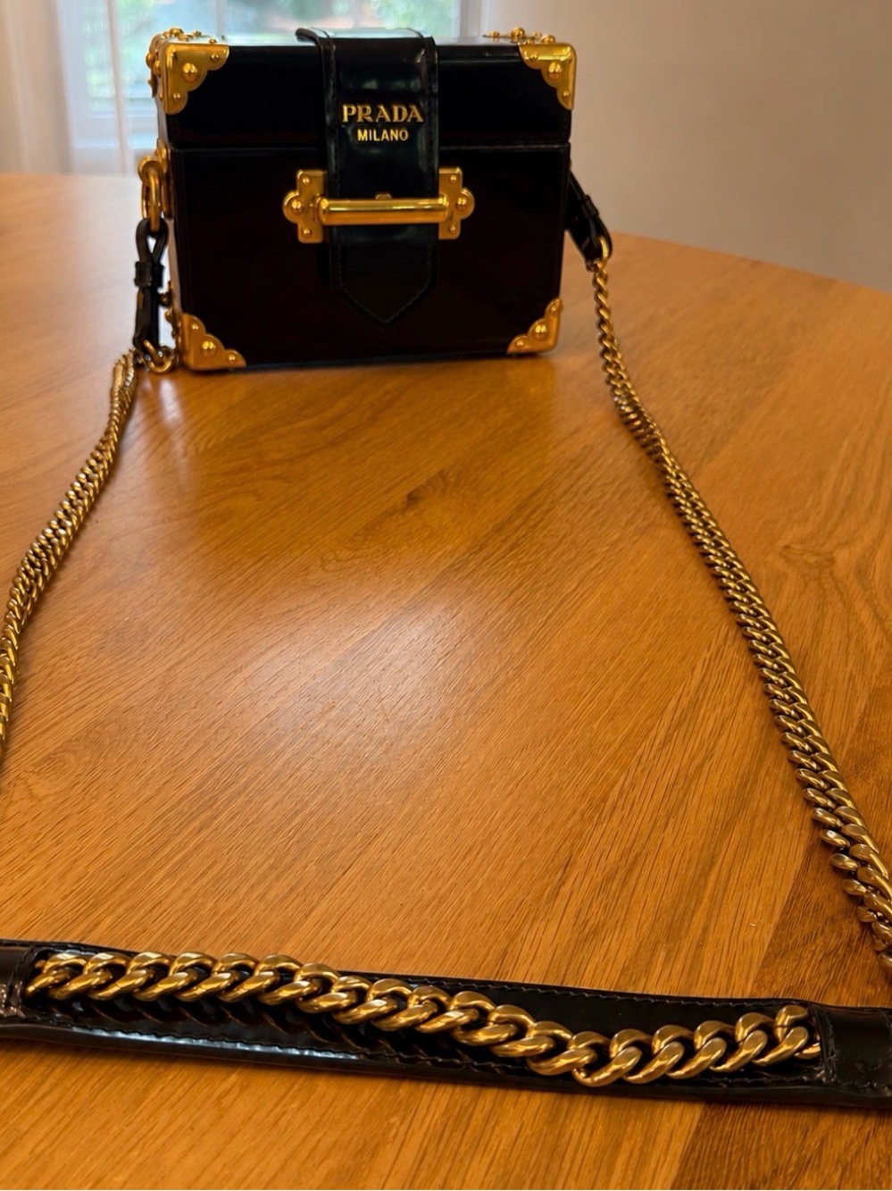 Authentic Prada Small Cahier Trunk Crossbody - Black Leather - Picture 12 of 12